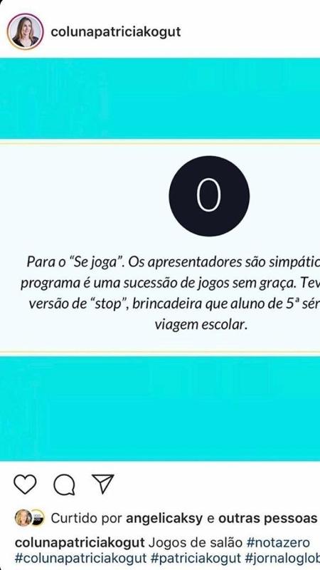 Angélica curte crítica ao 'Se joga' - Reprodução/Instagram - Reprodução/Instagram
