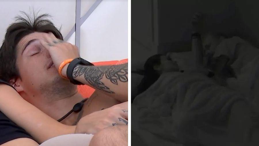 BBB 23: Gabriel dorme na cama enquanto Larissa, que é líder, dorme no chão - Reprodução/Globoplay