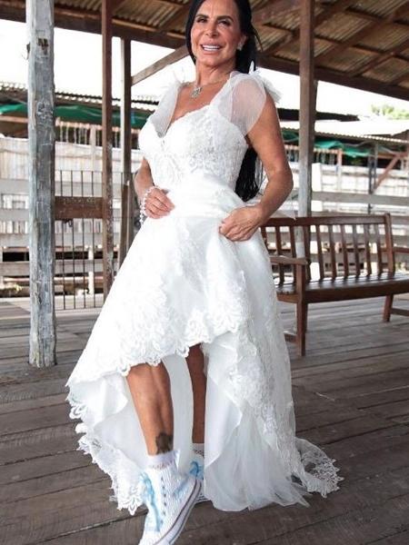 Gretchen mostra detalhes do seu vestido de noiva - Repdrodução/Instagram