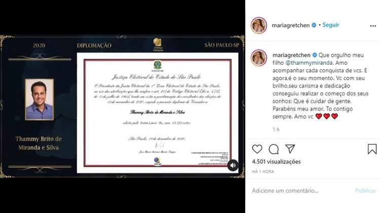 Diplomação de Thammy Miranda - Reprodução/ Instagram @mariagretchen - Reprodução/ Instagram @mariagretchen