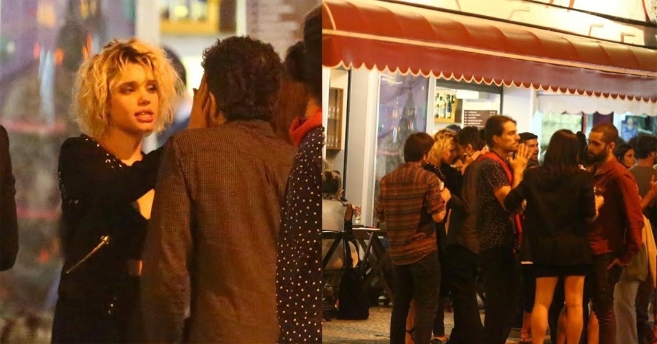 7.out.2015 - Na madrugada desta quarta-feira, Bruna Linzmeyer e Michel Melamed foram fotografados trocando carinhos em um bar na Gávea, Zona Sul do Rio de Janeiro. Horas antes, durante o lançamento do filme "A Frente Fria que a Chuva Traz", os dois desconversaram sobre os rumores do fim do namoro de quatro anos - AgNews