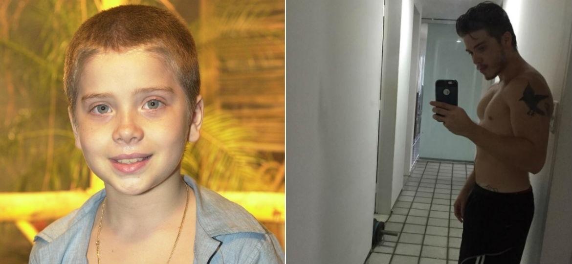 O ex-ator mirim Pedro Malta, de "Coração de Estudante" e "Kubanacan", resolveu investir nos exercícios físicos. Ele já aparece fortinho nas redes sociais. Em selfie no espelho, Pedro brincou: "Se alto quando malha fica monstro, baixinho fica Gremlin?" - Divulgação/Globo/Reprodução/Instagram