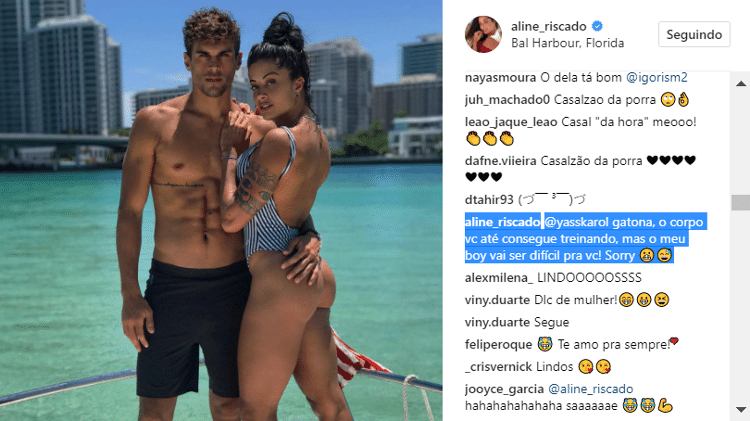 Aline Riscado responde seguidora - Reprodução/Instagram/aline_riscado - Reprodução/Instagram/aline_riscado
