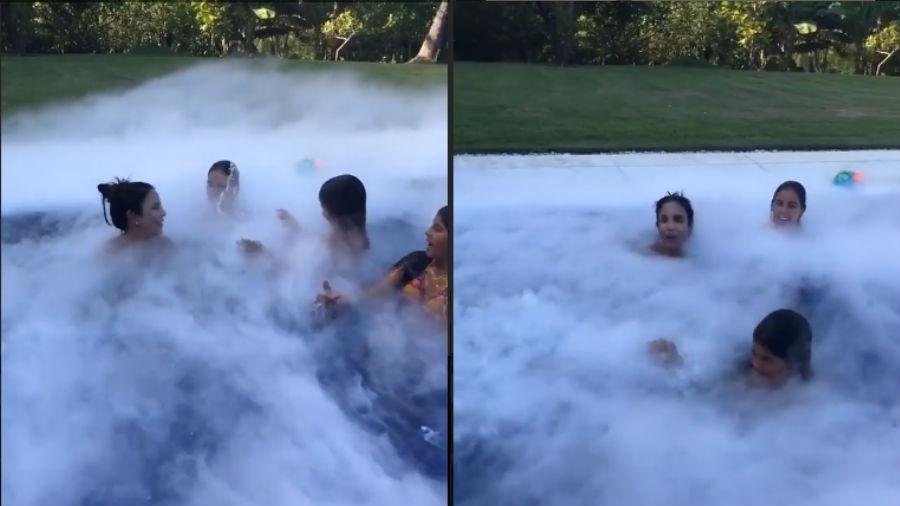 Ivete Sangalo e o filho se divertem em piscina com gelo seco - Reprodução/Instagram