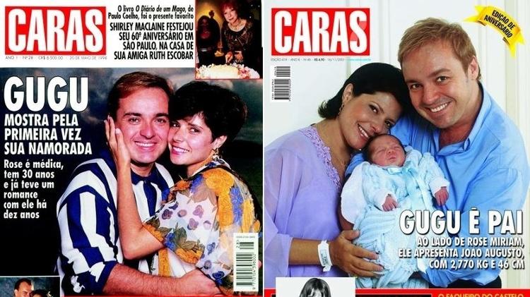 Gugu e Rose estampam capas da revista Caras em 1994 e 2001 - Montagem/UOL/Reprodução/Revista Caras
