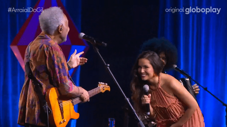 Gilberto Gil recebeu Juliette para cantar na live 'Arraial do Gil' - Reprodução/Globoplay - Reprodução/Globoplay