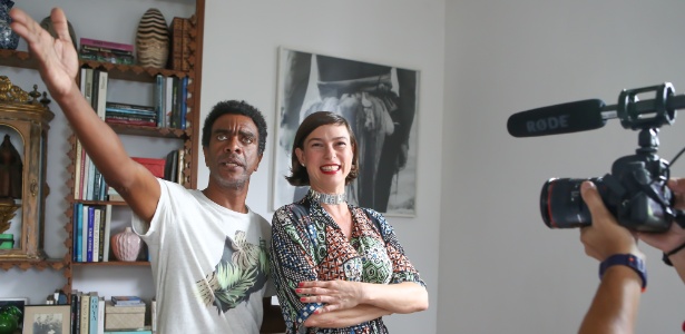 Hélio de La Peña e Maria Paula nos bastidores de "Procurando Casseta & Planeta" - Gianne Carvalho/Divulgação - Gianne Carvalho/Divulgação