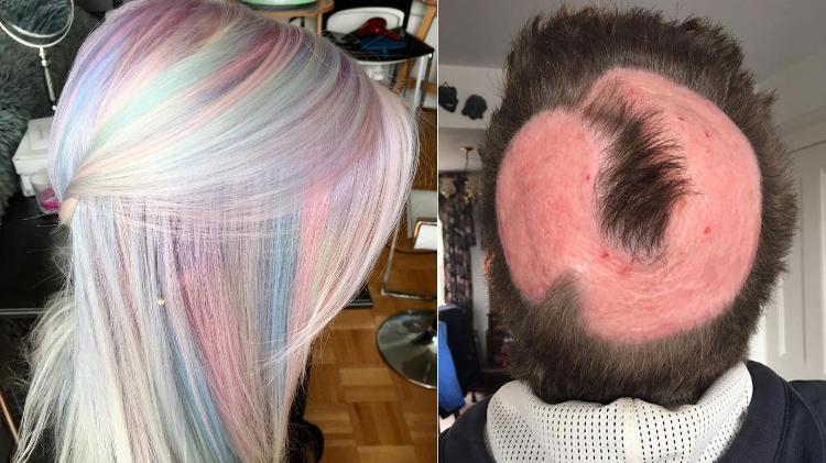 Expectativa x realidade: como Kirsty queria ficar e o resultado trágico da descoloração - Reprodução/Instagram e Facebook - Reprodução/Instagram e Facebook