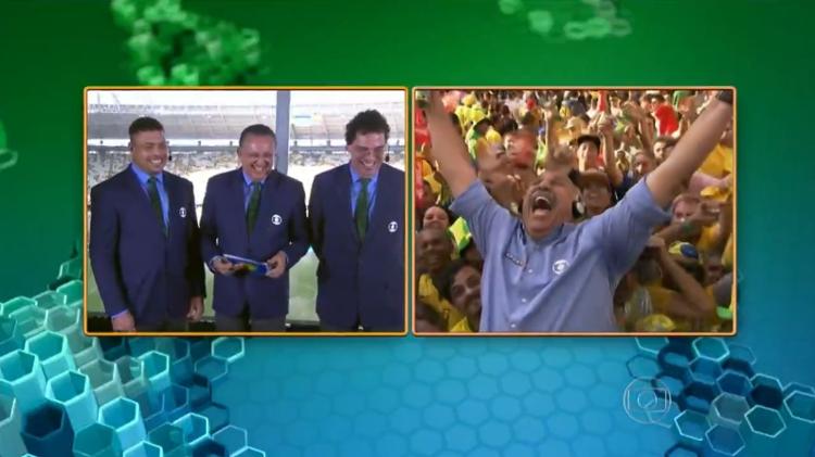 Márcio Canuto fez a alegria de Ronaldo, Galvão Bueno e Casagrande na Copa do Mundo de 2014 - Reprodução/TV Globo - Reprodução/TV Globo