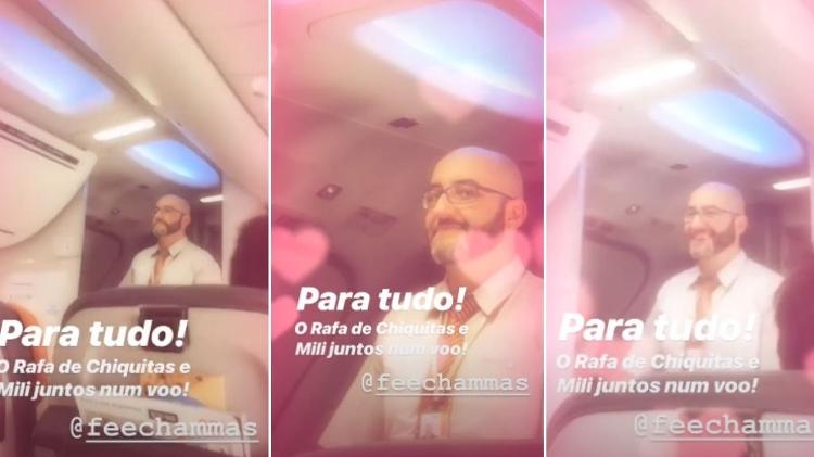 Fernanda Souza se surpreende ao encontrar Felipe Chammas em voo - Reprodução/Instagram - Reprodução/Instagram