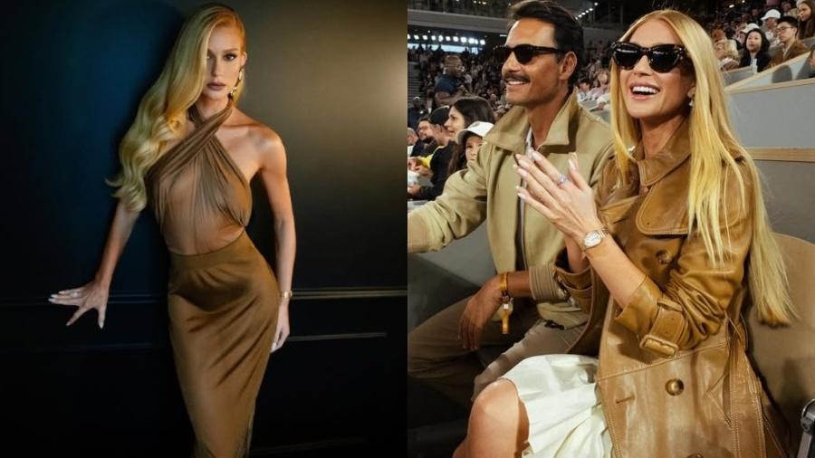 Marina Ruy Barbosa exibe look transparente e posa com Santoro em Paris