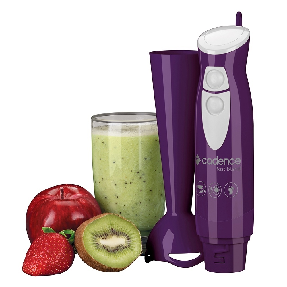 O mixer fast blend colors, da Cadence (www.cadence.com.br), conta com duas velocidades e lâminas em aço inox. O aparelho é desmontável, o que facilita a limpeza, e tem 170 W de potência - Divulgação