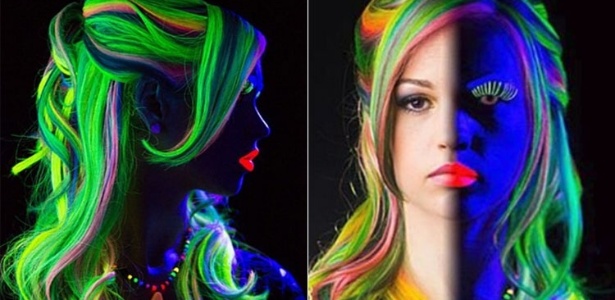Modelo usa tinta para cabelo que brilha no escuro - Reprodução/Instagram@misheledimariadesigns