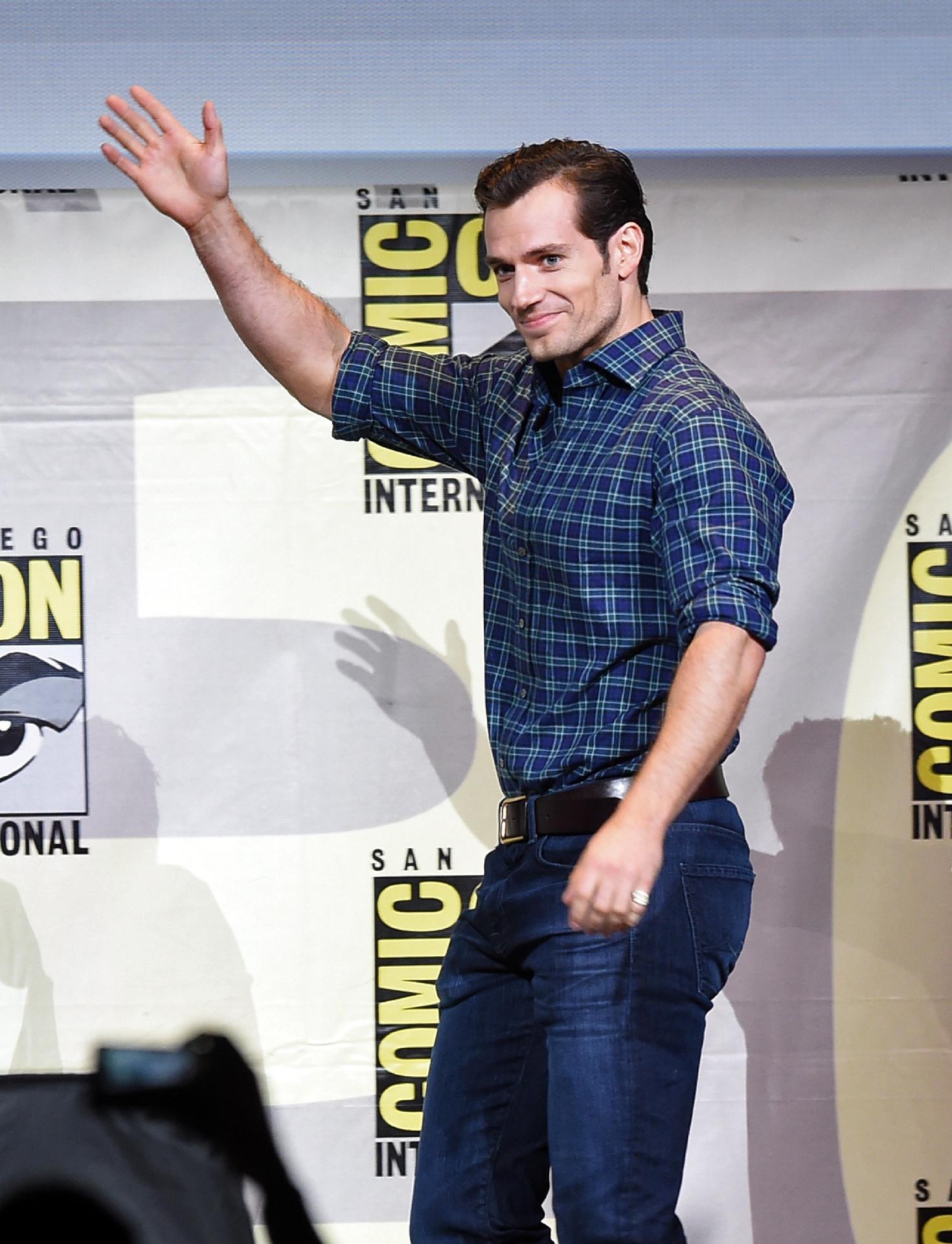 23.jul.2016 - Henry Cavill participa do painel de "Liga da Justiça" durante a San Diego Comic-Con - Kevin Winter/Getty Images/AFP