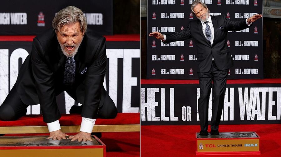 Jeff Bridges deixa as marcas de suas mãos e pés na entrada na Calçada da Fama, em Hollywood - Mario Anzuoni/Reuters