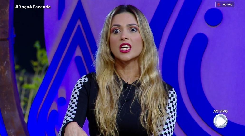 Nadja Pessoa discute com com Felipe Sertanejo durante intervalo do programa - Reprodução/RecordTV