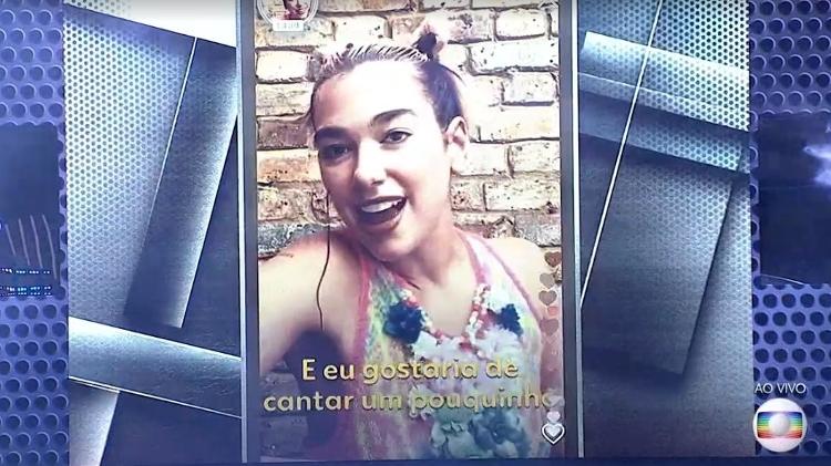 Dua Lipa no BBB - Reprodução/TV Globo - Reprodução/TV Globo