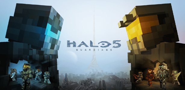 Arte do pacote gratuito para "Minecraft" imita tela inicial de "Halo 5: Guardians" - Divulgação