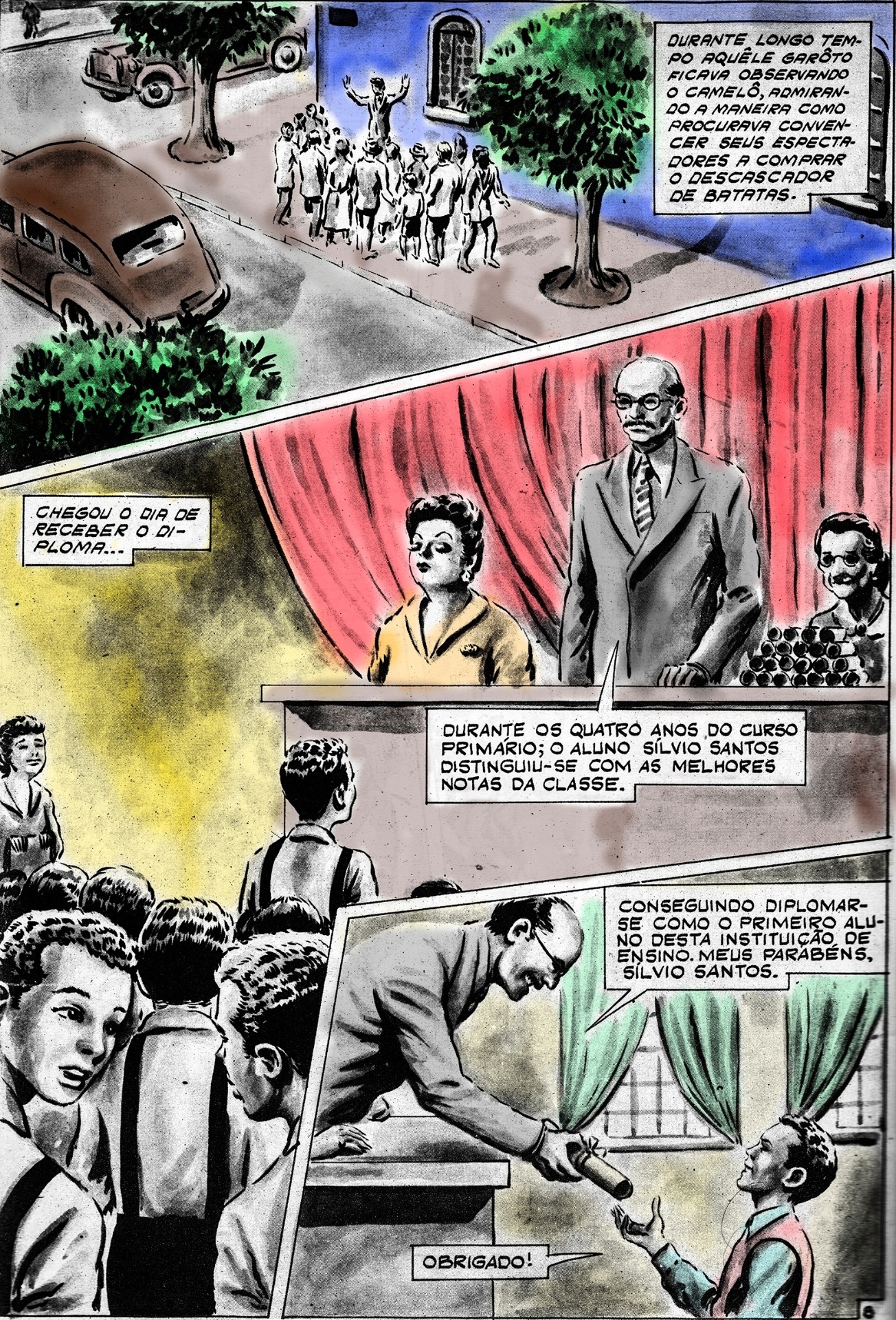 Imagem da HQ "Sílvio Santos: Vida, Luta e Glória" que foi restaurada e será relançada em 2017 - Divulgação