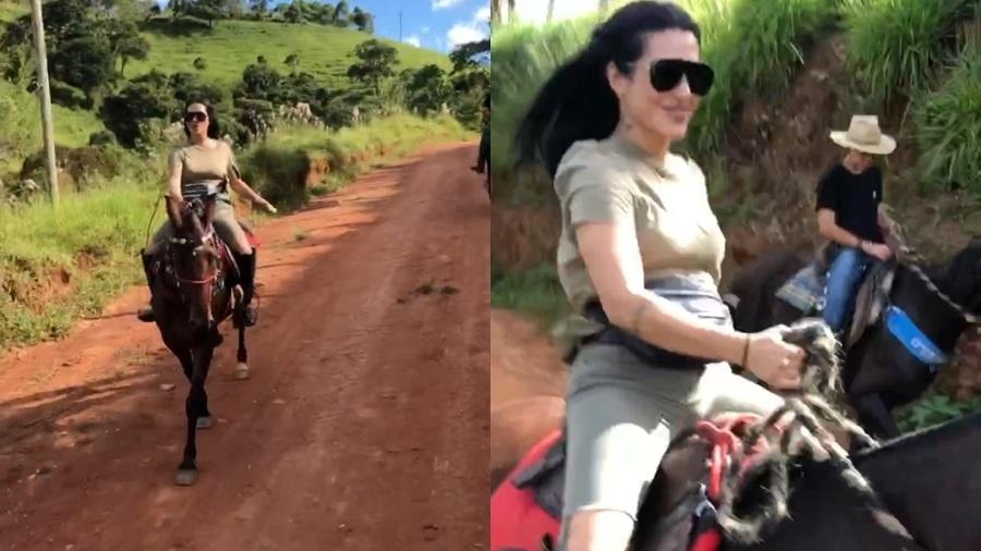 Cleo fez um passeio a cavalo com o namorado e o enteado - Reprodução/Instagram