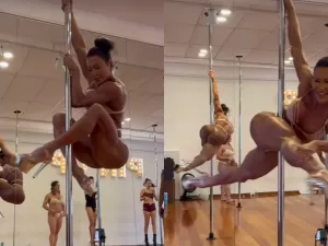 De lingerie e salto alto, Gracyanne Barbosa mostra aula de pole dance