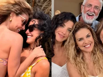 Paloma Bernardi curte praia em família e semelhança com irmã impressiona