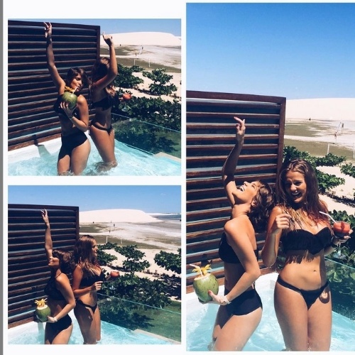 2.ago.2015- Atrizes de "Malhação", Isabella Santoni e Gabi Lopes curtem domingo de sol em hotel de Jericoacoara, no Ceará