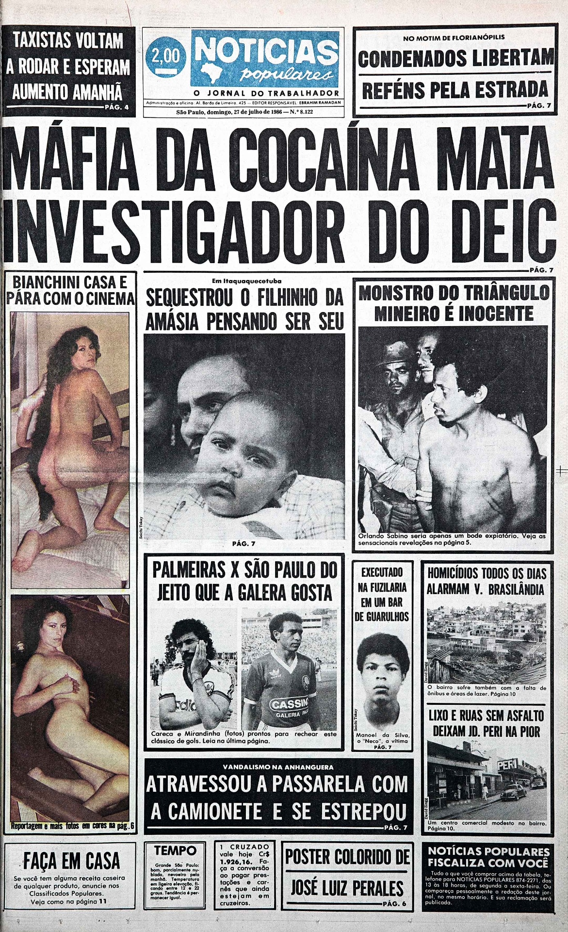 Capa do extinto "NP" em exposição na mostra ?David Zingg no Notícias Populares? - Divulgação