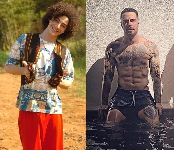 O ator Felipe Titto faz o tipo patinho feio que se transformou com a ajuda de dieta e exercícios. Quando estreou em "Malhação", em 2005, era todo magrinho e desajeitado. Atualmente, apresenta um corpo bem diferente - Divulgação e Reprodução/Instagram