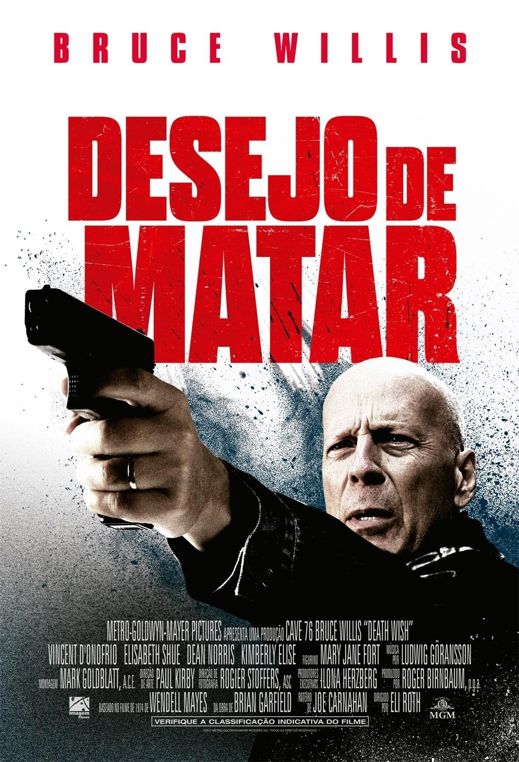 Cartaz do filme "Desejo de Matar", com Bruce Willis no papel principal - Divulgação