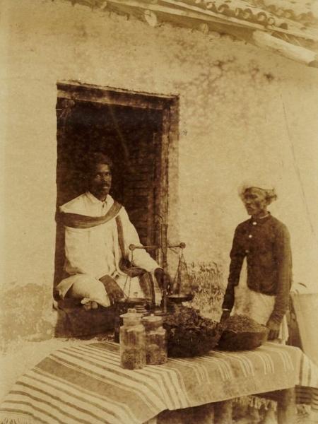 Vendedor de cannabis na Índia, em meados do século 19 - BBC