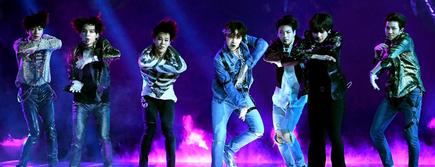 Os integrantes do BTS durante show em Las Vegas, nos Estados Unidos - Kevin Winter/Getty Images