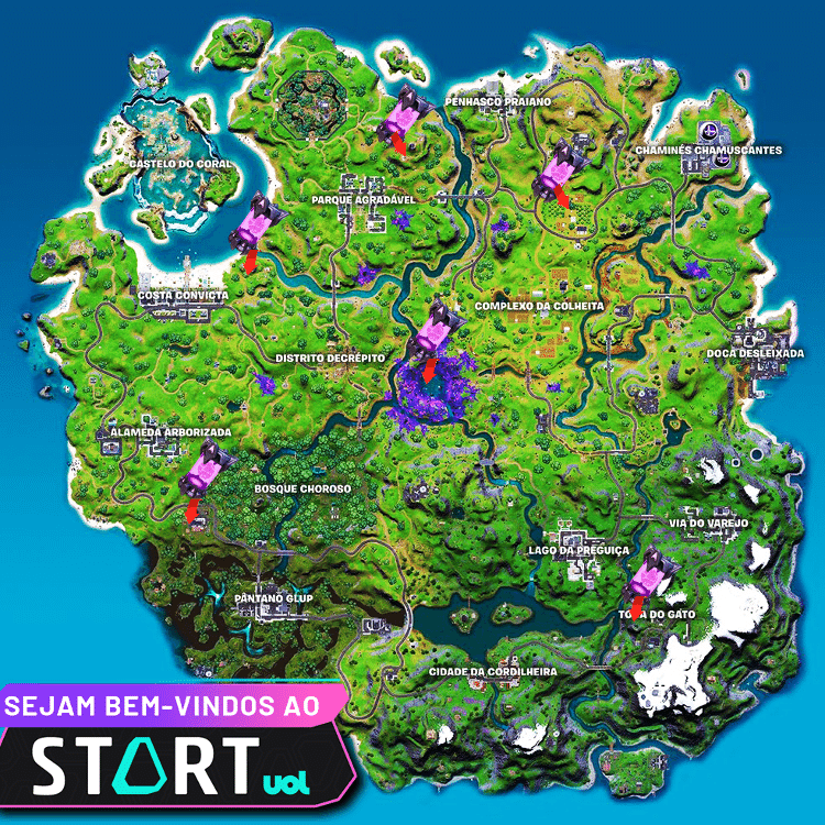 Mapa Fortnite Temporada 7 - Arte/AmandaSantos - Arte/AmandaSantos