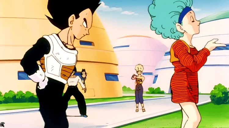 Vegeta e Bulma em "Dragon Ball Z"