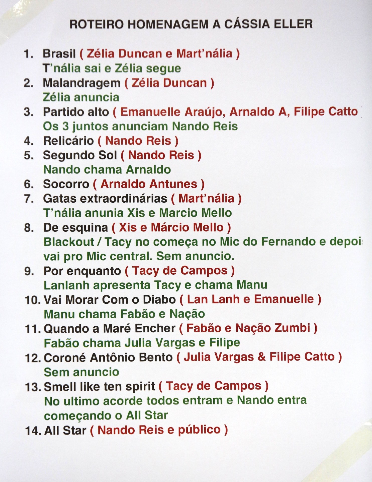 18.set.2015 - Setlist do show em homenagem à Cássia Eller no Palco Sunset do Rock in Rio 2015 - Fernando Maia/UOL