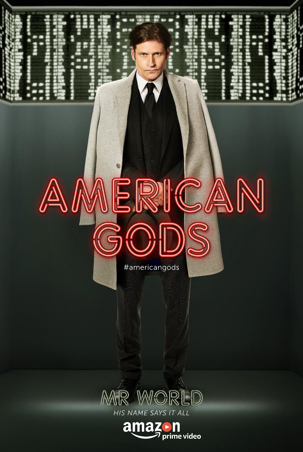 Cartaz da série "American Gods" com o personagem Mr. World - Divulgação
