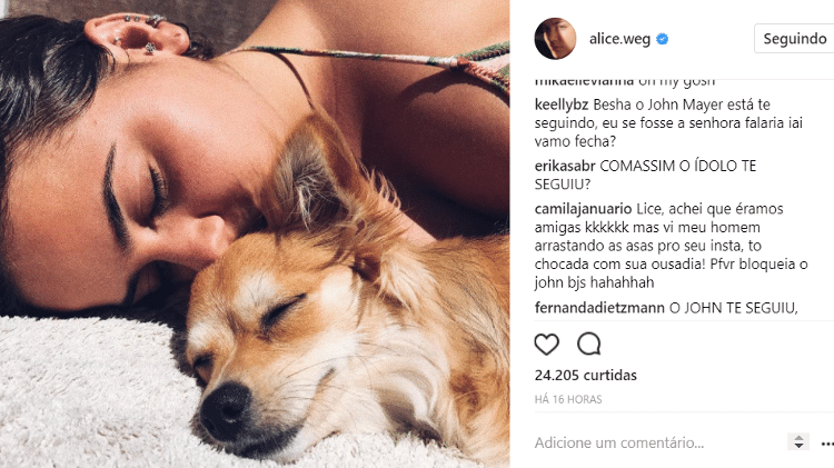 Fãs "shippam" John Mayer e Alice Wegmann - Reprodução/Instagram/alice.weg - Reprodução/Instagram/alice.weg