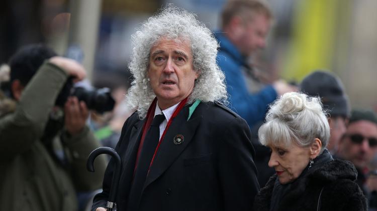 O guitarrista do Queen Brian May chega ao funeral do físico Stephen Hawking - Daniel Leal-Olivas/AFP Photo - Daniel Leal-Olivas/AFP Photo