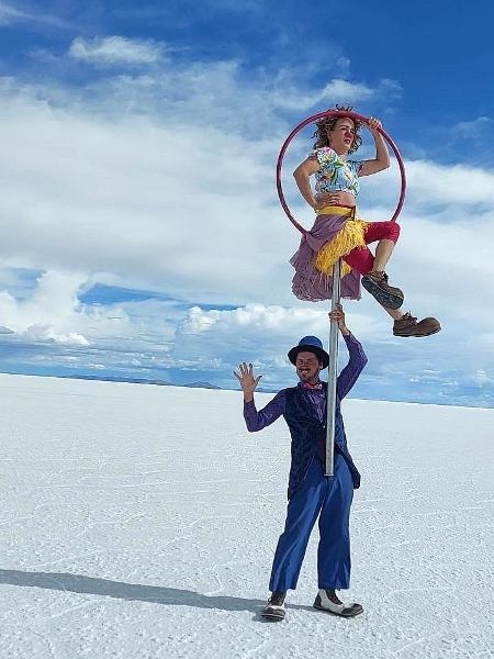 A família já visitou também desertos de sal, como o Uyuni, na Bolívia, e Salinas Grandes, na Argentina - Arquivo pessoal - Arquivo pessoal