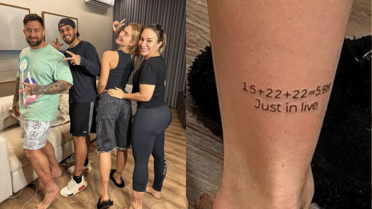 Virginia fez tatuagem na perna para comemorar faturamento da Wepink em live de 2023 - Foto: Reprodução 