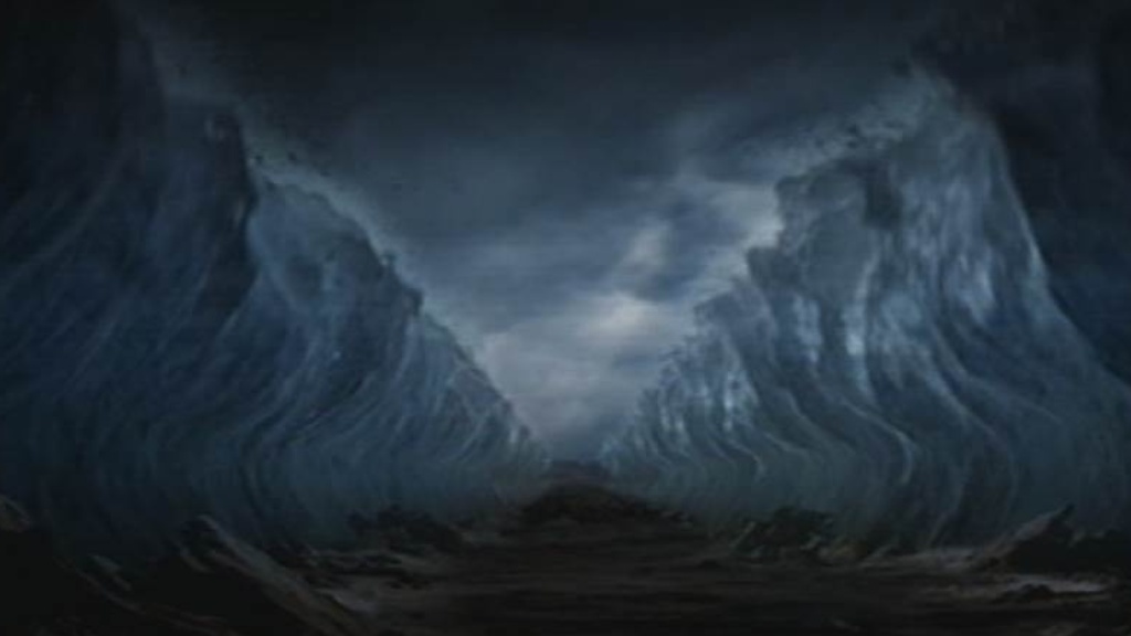 10.nov.2015 - Hebreus se apressam para passar pelo Mar Vermelho antes que o exército egípcio comece a persegui-los - Reprodução/Record