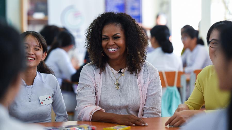 Michelle Obama durante evento em dezembro de 2019 no distrito de Can Giuoc, no Vietnã - AFP