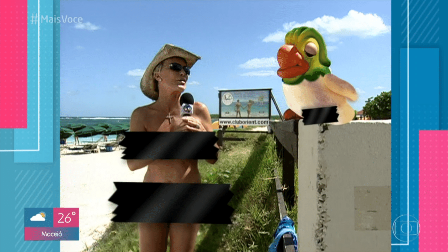 Ana Maria Braga e Louro José em reprise de matéria do Mais Você em praia de nudismo - Reprodução/Globoplay