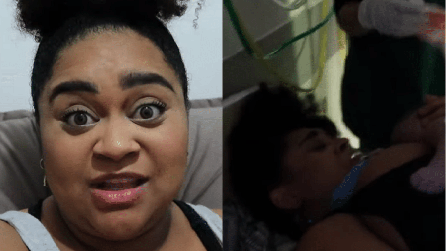 Rízia Cerqueira antes e depois do parto - Reprodução/YouTube