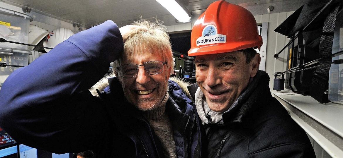 John Shears e Mensun Bound, líderes da equipe, celebrando a descoberta do Endurance, que afundou há 107 anos na Antártica - Frédéric Bassemayousse