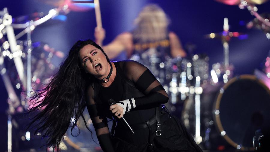 15.set.2024 - Evanescence se apresenta Palco Mundo na terceira noite do festival Rock In Rio 