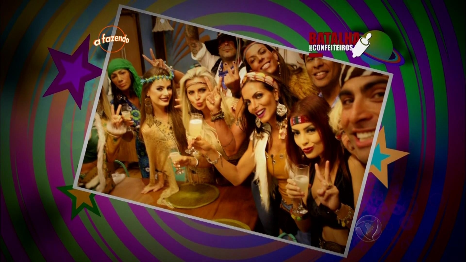 02.out.2015 - Foto dos peões antes do início da festa hippie - Reprodução/Record