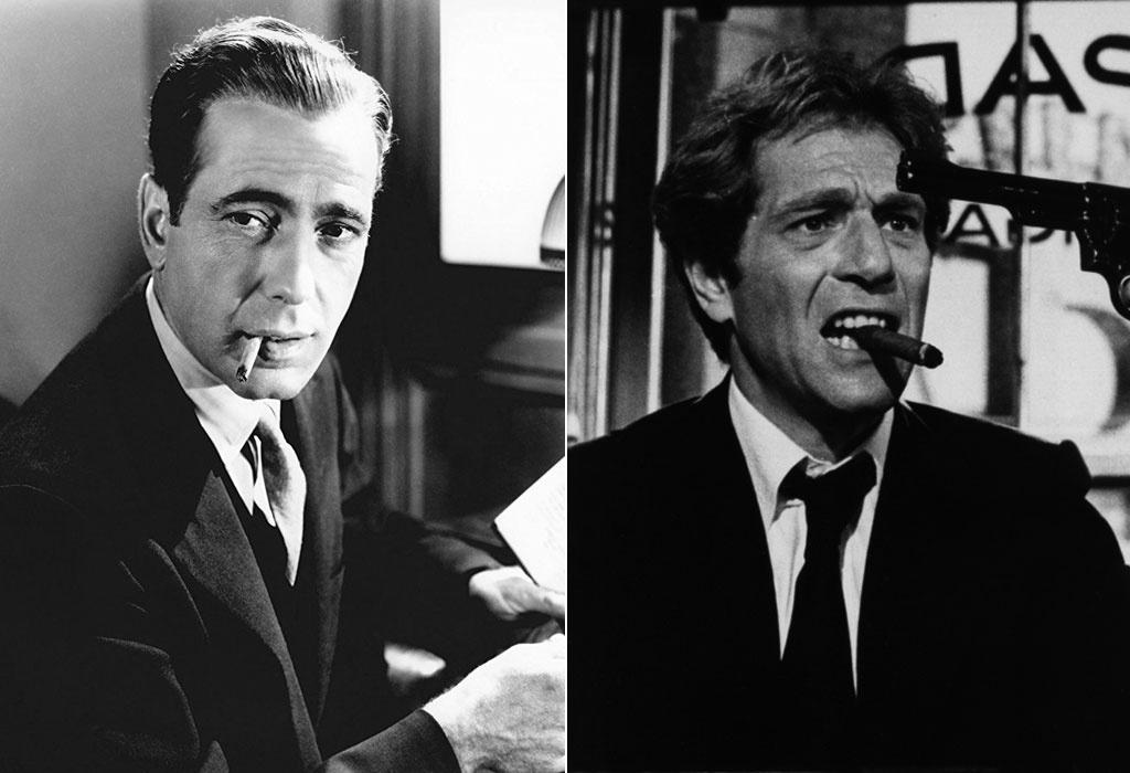 À esquerda, Humphrey Bogart em cena de "Relíquia Macabra" (1941), À direita, George Segal em "The Black Bird" (1975) - Divulgação