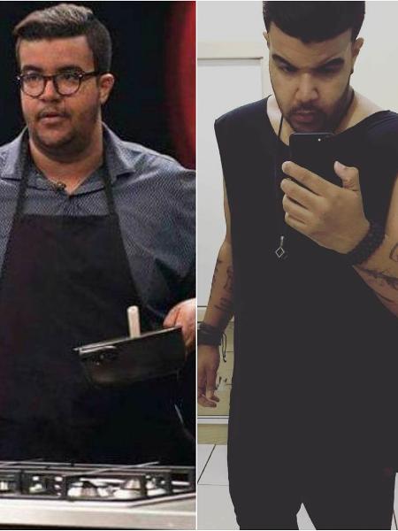 Leo Santos, do "MasterChef", emagreceu 20 quilos em 4 meses - Carlos Reinis/TV Bandeirantes/Reprodução/Instagram Montagem/UOL
