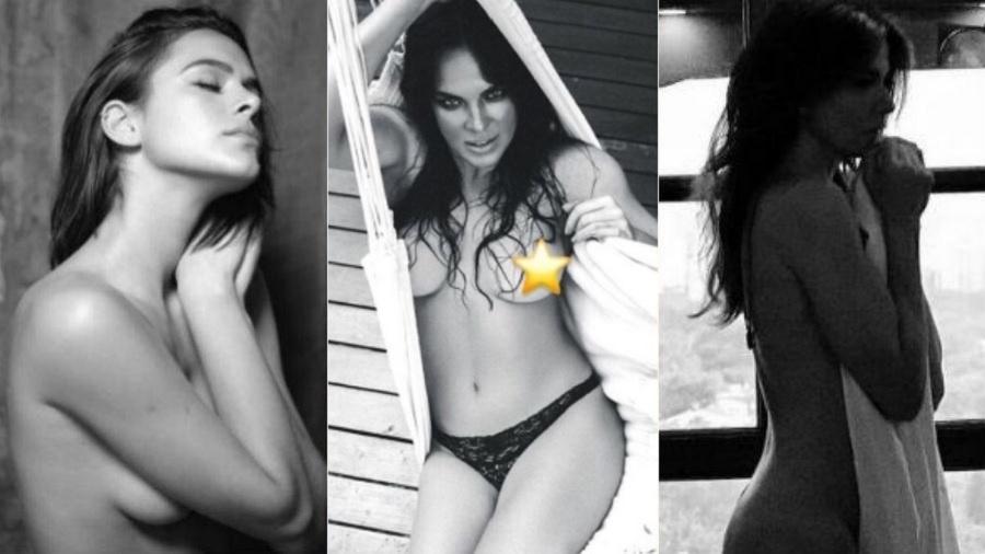 Bruna Marquezine, Letícia Birkheuer e Luciana Gimenez já publicaram "nudes" nas redes sociais - Montagem/UOL/Reprodução/Instagram